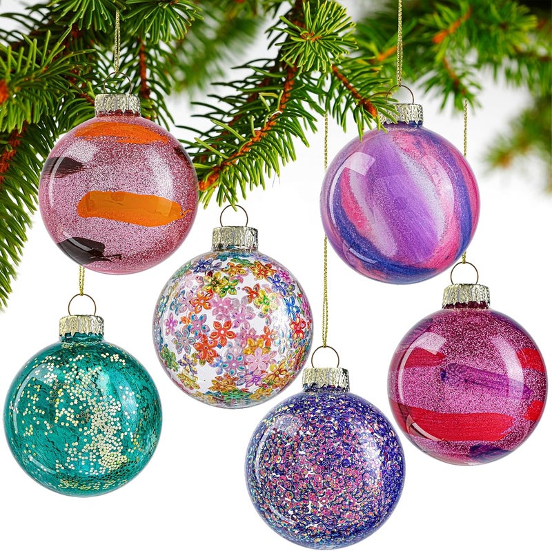 KRISININE 6pcs Glass Christmas Balls Ornaments 2.4 Inch Glittering Christmas Tree Ornament Multicolor Christmas Ornaments for Xmas Hanging Tree Decorations Party Decor - Image 1